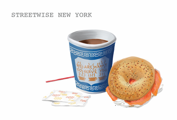 ilustracion de un bagel de Nueva York
